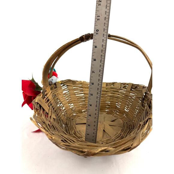 Vintage Christmas Gathering Basket Farmers Market Wicker Storage 1950s - Picture 4 of 16